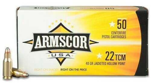 22 TCM 50 Rounds Ammunition Armscor Precision Inc 40 Grain Hollow Point